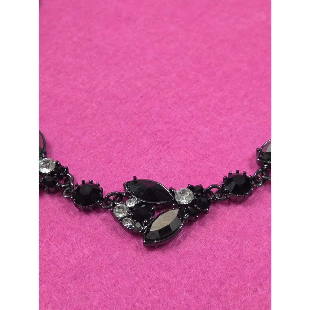 WHBM Gunmetal Black Rhinestone Statement Necklace | White House Black Market